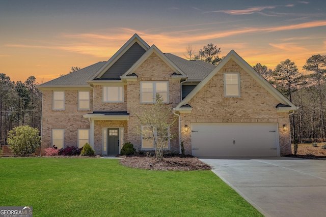 3065 Meadow Springs Dr, Watkinsville, GA 30677 - craftsman house featuring driveway, a front yard, brick siding, an attached garage, and roof with shingles