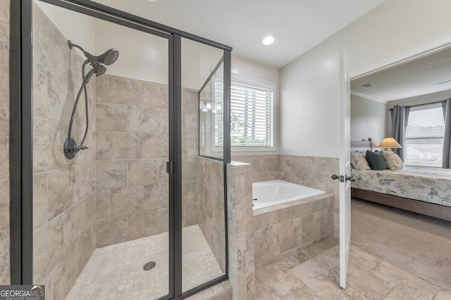 64 Durana Way, Dallas, GA 30132 - ensuite bathroom with a shower stall, a garden tub, and plenty of natural light