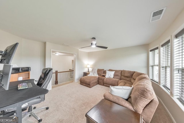 64 Durana Way, Dallas, GA 30132 - carpeted home office featuring healthy amount of natural light and a ceiling fan