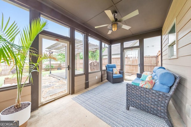 64 Durana Way, Dallas, GA 30132 - sunroom / solarium with a ceiling fan