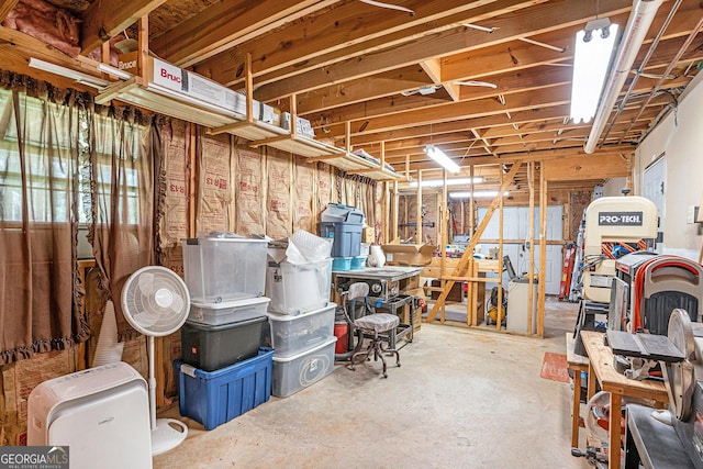 view of unfinished basement