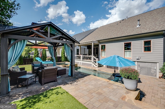 319 Riverton Way, Woodstock, GA 30188 - view of patio / terrace with a gazebo, outdoor lounge area, and an outdoor pool