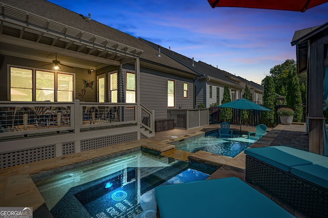 319 Riverton Way, Woodstock, GA 30188 - view of pool with ceiling fan and a pool with connected hot tub