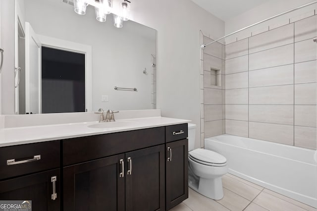 319 Riverton Way, Woodstock, GA 30188 - bathroom with vanity, tile patterned flooring, toilet, and  shower combination
