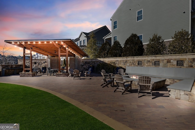 319 Riverton Way, Woodstock, GA 30188 - view of patio featuring an outdoor fire pit and a pergola