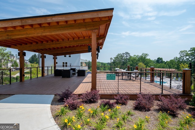 319 Riverton Way, Woodstock, GA 30188 - wooden deck featuring outdoor lounge area