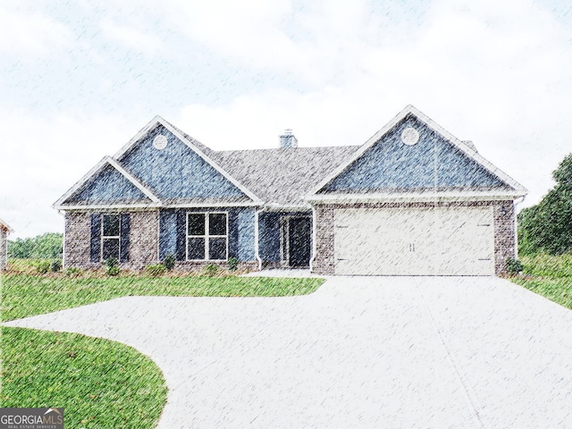 387 Liberty Hill Rd Unit 20, Hartwell, GA 30643 - view of front of property with a chimney, a front yard, an attached garage, and driveway