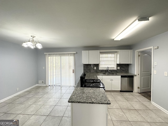 2087 John Wesley Ct, Decatur, GA 30035 - kitchen with a sink, white cabinetry, stainless steel dishwasher, visible vents, and electric range