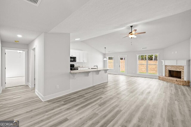 357 Liberty Hill Rd Unit 18, Hartwell, GA 30643 - unfurnished living room with vaulted ceiling, ceiling fan, and light wood-type flooring