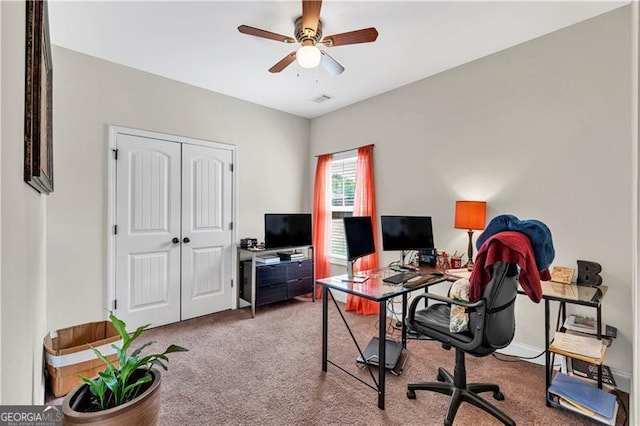 95 Summerlyn Dr, Hiram, GA 30141 - carpeted home office featuring ceiling fan