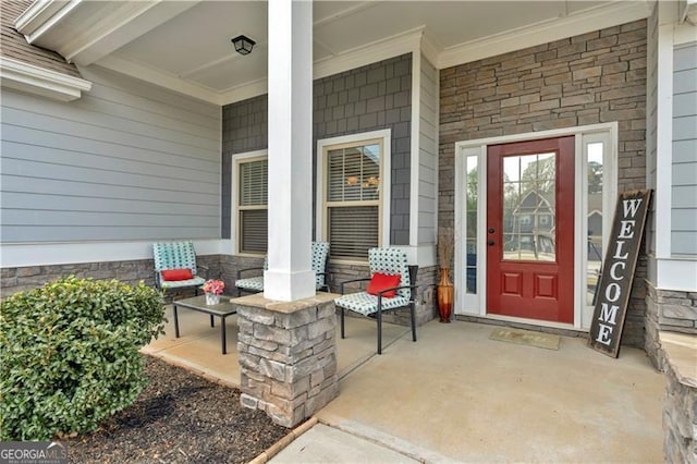 95 Summerlyn Dr, Hiram, GA 30141 - view of exterior entry with covered porch and stone siding