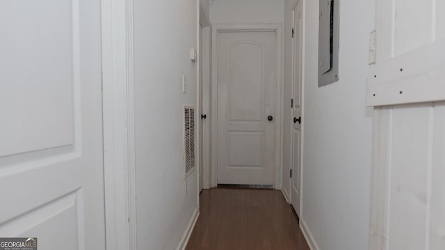 210 Briarwood Dr, Dallas, GA 30132 - hall featuring dark wood finished floors, baseboards, and electric panel