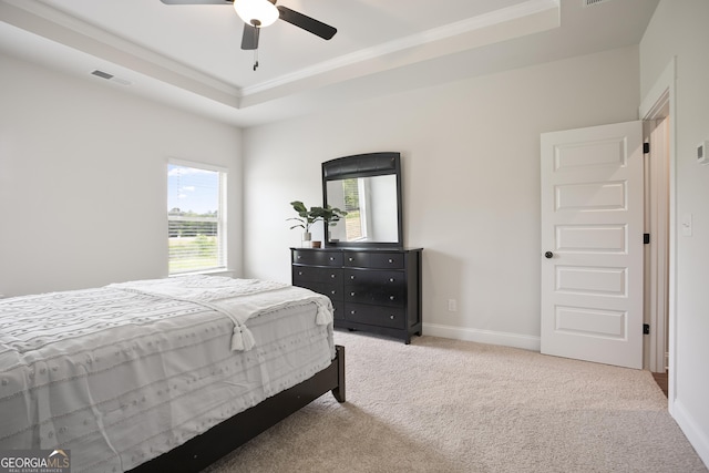 8 Hardin Ct Lot 16, Newnan, GA 30263 - bedroom with ornamental molding, light carpet, multiple windows, a tray ceiling, and baseboards