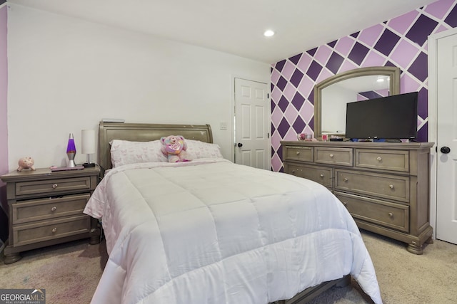 bedroom with a textured ceiling, visible vents, carpet, baseboards, and ornamental molding