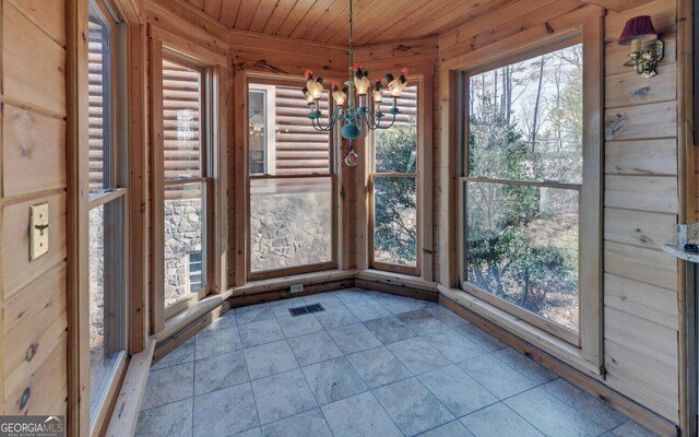 221 Laurel Cir, Dahlonega, GA 30533 - unfurnished sunroom with visible vents and an inviting chandelier