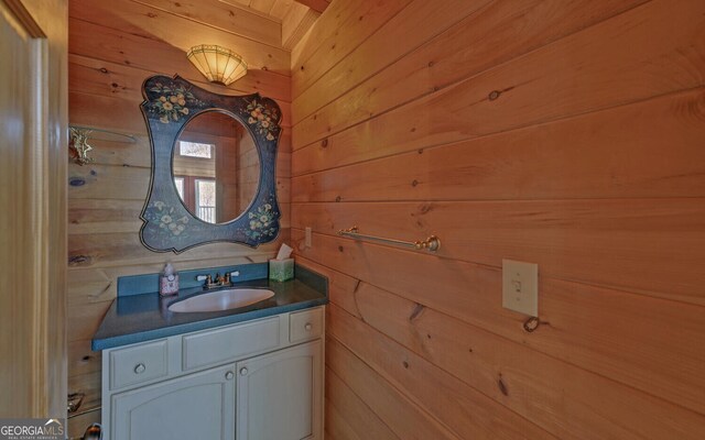 221 Laurel Cir, Dahlonega, GA 30533 - bathroom with wooden walls and vanity