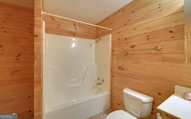 221 Laurel Cir, Dahlonega, GA 30533 - bathroom featuring wood walls and toilet