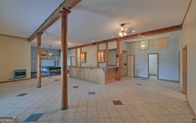 221 Laurel Cir, Dahlonega, GA 30533 - interior space featuring heating unit, baseboards, billiards, and beam ceiling