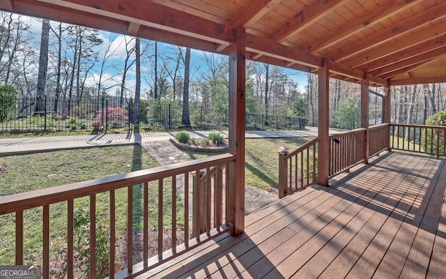 221 Laurel Cir, Dahlonega, GA 30533 - deck with a fenced backyard and a yard
