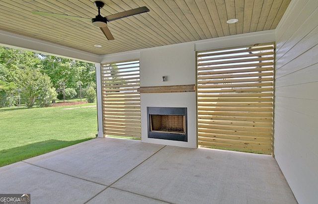 191 Lagrange St, Newnan, GA 30263 - view of patio with an outdoor fireplace and ceiling fan