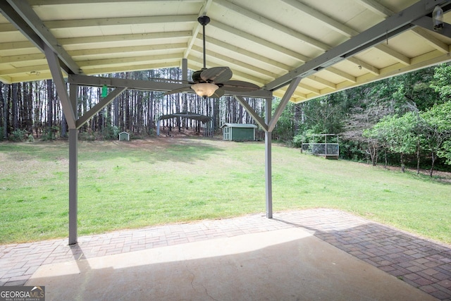 260 Peachtree Ln, Newnan, GA 30265 - view of green lawn with a ceiling fan and a patio area