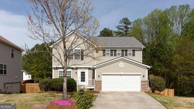 1924 Sweet Flag Rd, Lawrenceville, GA 30045 - view of front of house with concrete driveway, brick siding, and a garage