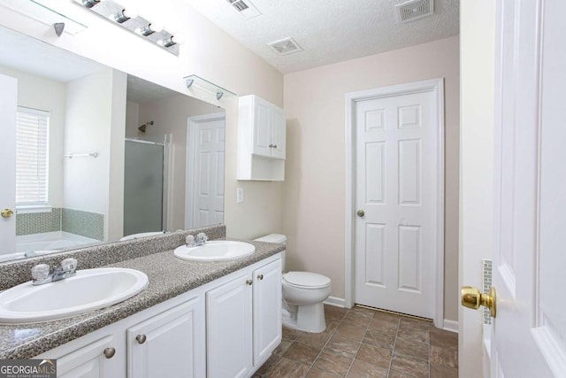1924 Sweet Flag Rd, Lawrenceville, GA 30045 - full bathroom with a stall shower, a bath, double vanity, toilet, and baseboards