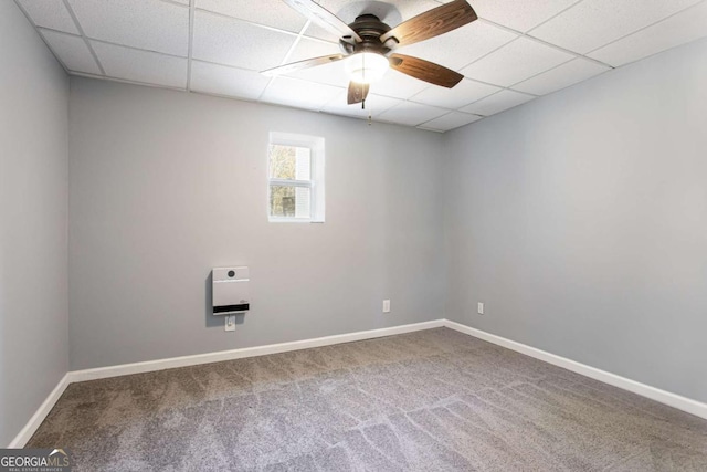 1924 Sweet Flag Rd, Lawrenceville, GA 30045 - carpeted empty room featuring a ceiling fan, a drop ceiling, and baseboards