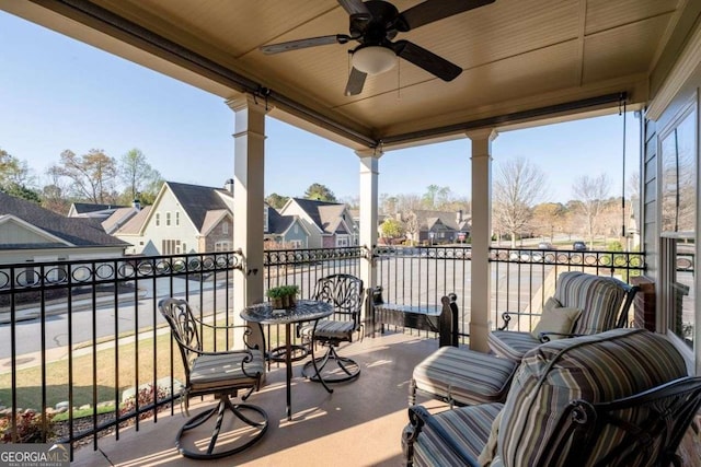 57 Cedarcrest Village Ln, Acworth, GA 30101 - view of patio / terrace with a residential view, a balcony, and a ceiling fan
