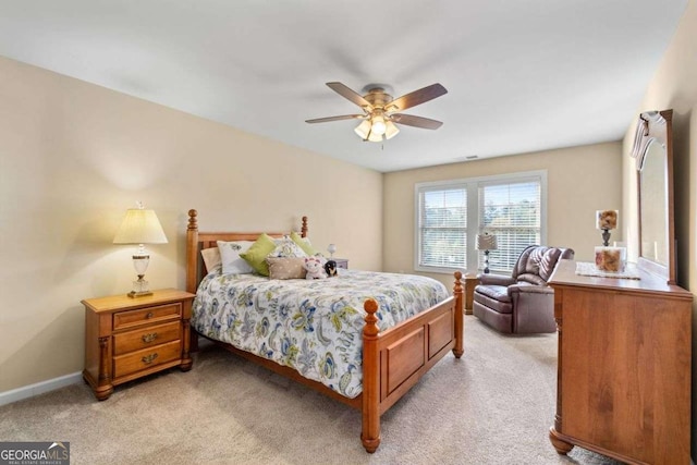 57 Cedarcrest Village Ln, Acworth, GA 30101 - bedroom with light carpet, a ceiling fan, and baseboards