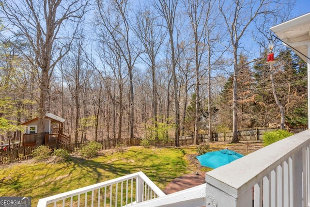 4463 N Gate Dr, Gainesville, GA 30506 - deck with a fenced backyard and a yard