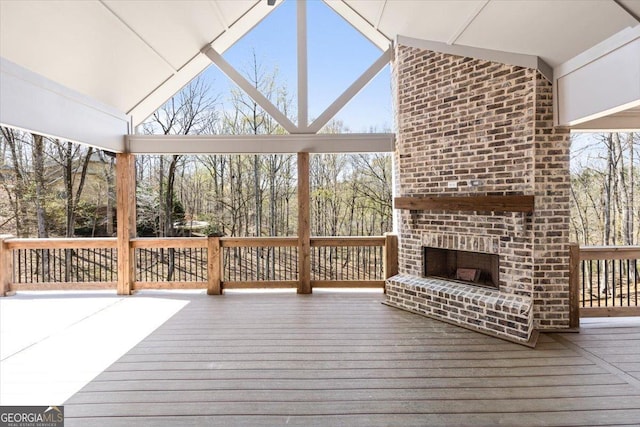 100 Forest Pl, Forsyth, GA 31029 - deck with an outdoor brick fireplace