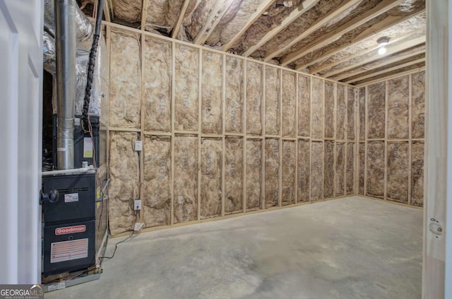 unfinished basement with heating unit