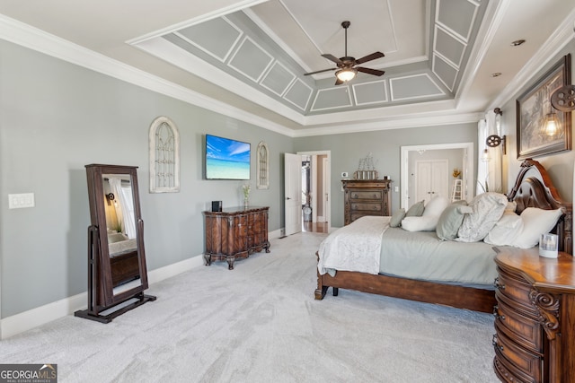 968 Woodtrace Ln, Auburn, GA 30011 - bedroom with ornamental molding, a raised ceiling, and light carpet