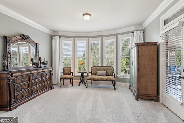 968 Woodtrace Ln, Auburn, GA 30011 - sitting room with a wealth of natural light, light colored carpet, and ornamental molding