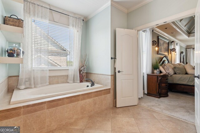968 Woodtrace Ln, Auburn, GA 30011 - ensuite bathroom featuring crown molding, ensuite bathroom, a bath, and tile patterned flooring