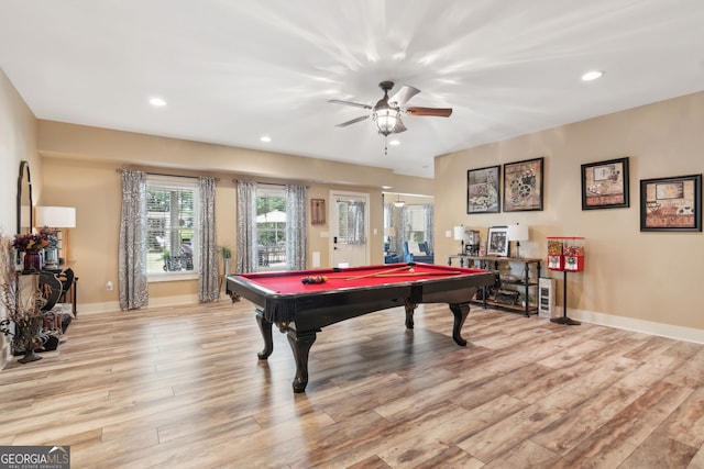 968 Woodtrace Ln, Auburn, GA 30011 - game room with light wood finished floors, pool table, baseboards, and recessed lighting