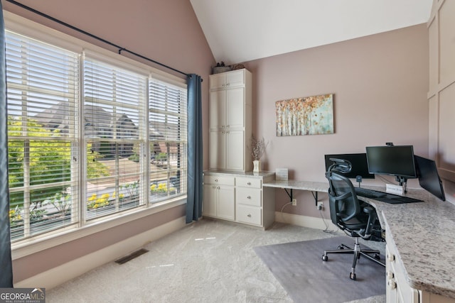 968 Woodtrace Ln, Auburn, GA 30011 - office space with a wealth of natural light, baseboards, light carpet, and lofted ceiling