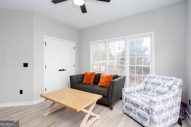 4215 Steeplehill Dr NW, Kennesaw, GA 30144 - living room featuring light wood-type flooring and ceiling fan