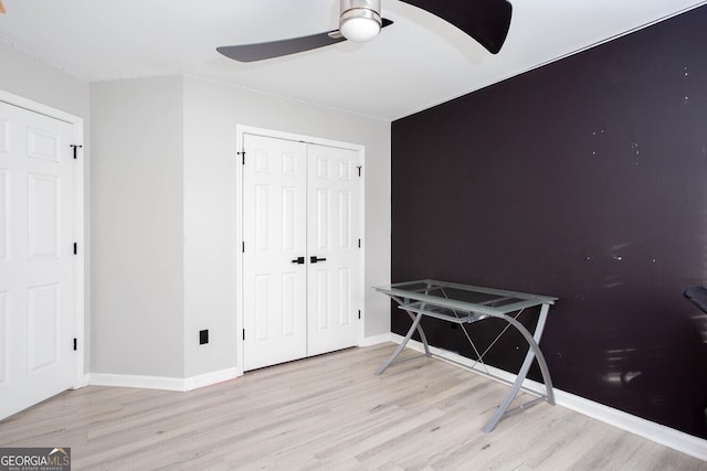 4215 Steeplehill Dr NW, Kennesaw, GA 30144 - bedroom featuring wood finished floors, a closet, and a ceiling fan