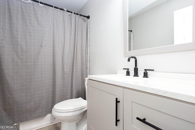 4215 Steeplehill Dr NW, Kennesaw, GA 30144 - full bath with vanity, wood finished floors, and curtained shower