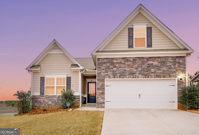 32 October Ave, Newnan, GA 30265 - craftsman house with stone siding, concrete driveway, and a front yard