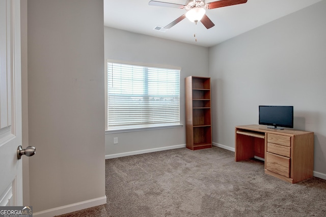 32 October Ave, Newnan, GA 30265 - unfurnished office featuring ceiling fan, carpet flooring, and baseboards