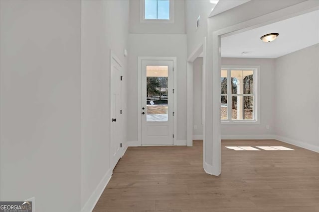 4444 Sullivan Rd, Powder Springs, GA 30127 - foyer entrance featuring baseboards, a healthy amount of sunlight, and wood finished floors