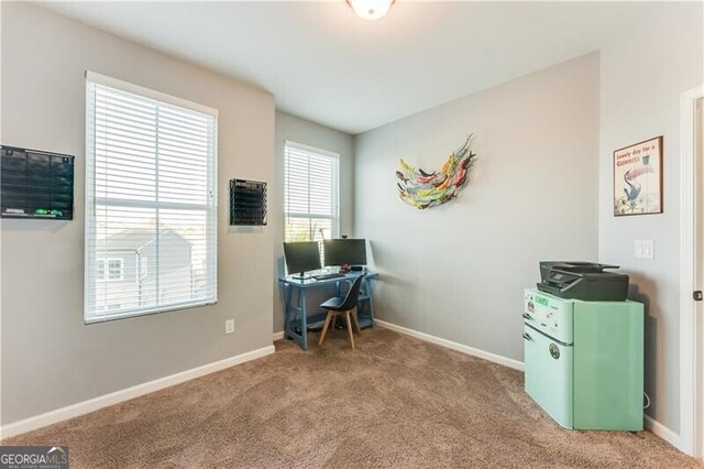 office area with carpet and baseboards
