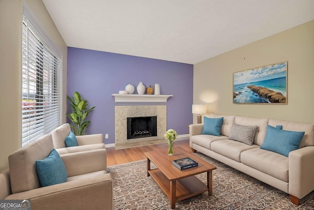 809 Mallery St Unit A, Saint Simons, GA 31522 - living area with wood finished floors and a premium fireplace