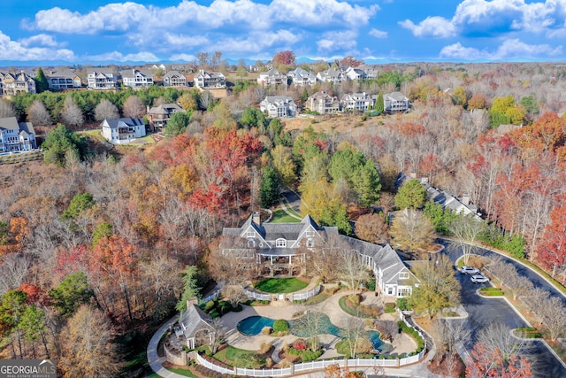 aerial view featuring a residential view