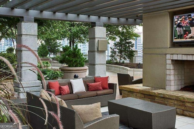 855 Peachtree St NE Unit 2403, Atlanta, GA 30308 - view of patio / terrace with an outdoor hangout area and a pergola