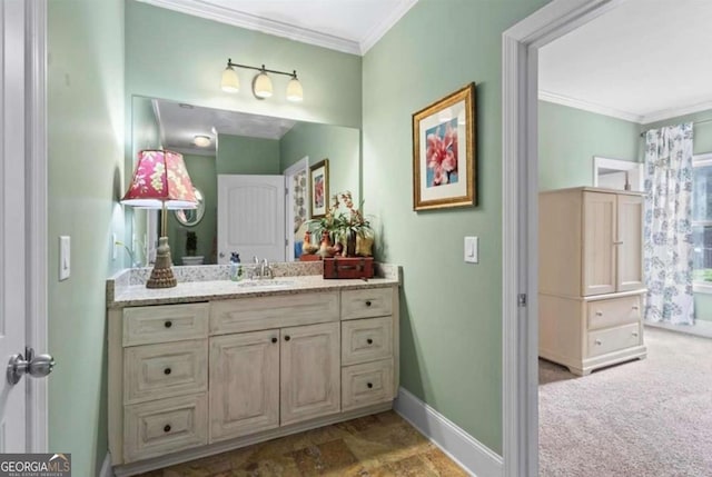 108 Summer Breeze Ln, Canton, GA 30114 - bathroom featuring crown molding, baseboards, and vanity