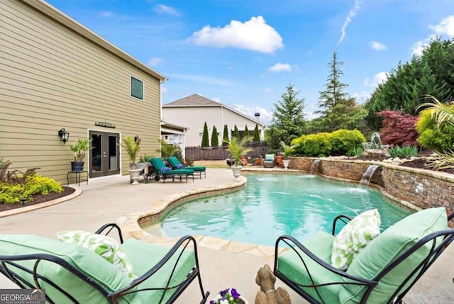 108 Summer Breeze Ln, Canton, GA 30114 - view of pool with a patio area, french doors, and fence